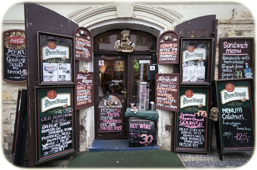 Czeech Menu on Prague's restaurant door