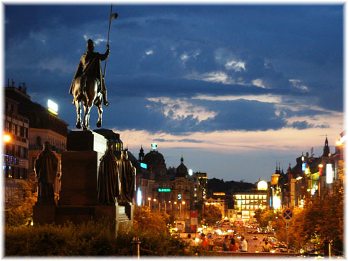 Wenceslas Square at night